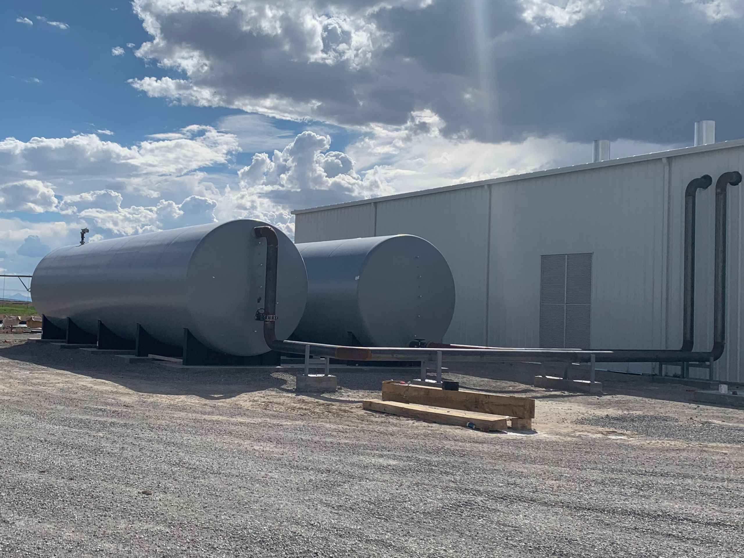 Controlled Environment Heat storage tanks on the Silver Lion Farms campus in Nevada